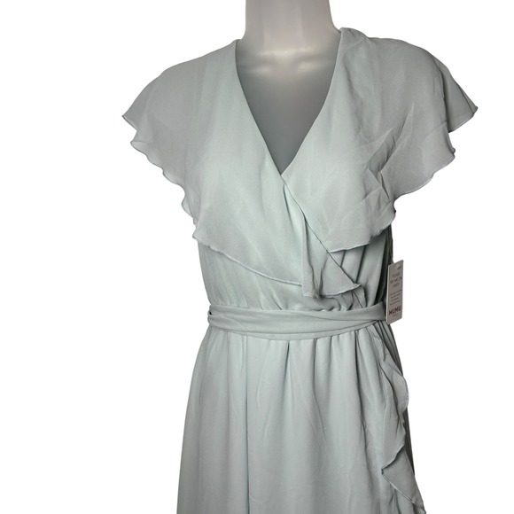 Show‎ Me Your Mumu Weddings Jess Ruffle Midi Dress Icy Blue Chiffon S m Fairy - Picture 3 of 7